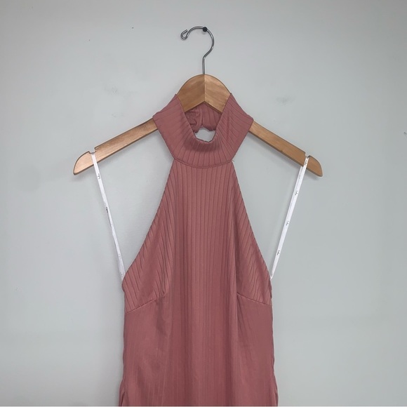 Lulus Mini‎ Dress Size Medium Pink “Got the Groove” Ribbed Halter Bodycon NWT - Picture 3 of 12